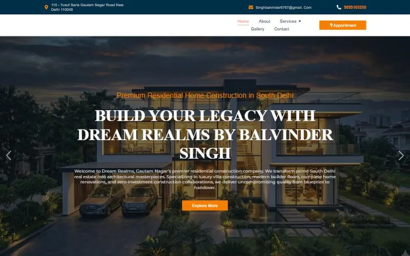 Dream Realms website, built by Seospidy