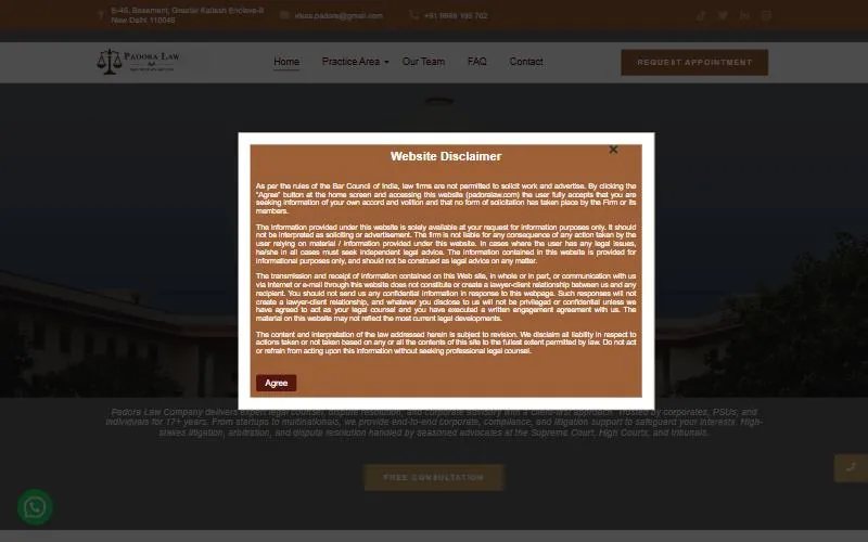 Padora Law website, built by Seospidy